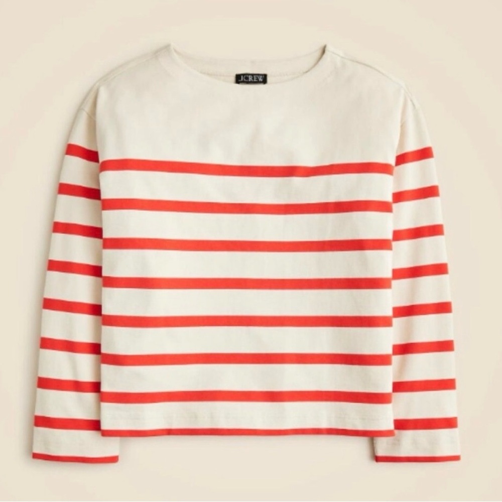 NWT J. Crew Mariner jersey relaxed boatneck T shirt in stripe Size XS - Picture 1 of 8
